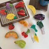Colorful Watermelon Cherry Grape Enamel Hair Claw for Women