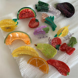 Colorful Watermelon Cherry Grape Enamel Hair Claw for Women