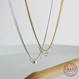 French Sense 925 Silver Tassel Zircon Bead Necklace for Women