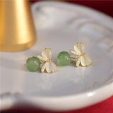 French Pearl Opal Green Earrings Birthday Gift