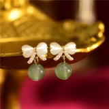 French Pearl Opal Green Earrings Birthday Gift
