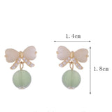 French Pearl Opal Green Earrings Birthday Gift