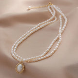 French Elegance 2 Layers Choker Real Pearl Freshwater Necklace for Women