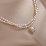 French Elegance 2 Layers Choker Real Pearl Freshwater Necklace for Women