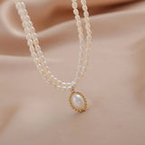 French Elegance 2 Layers Choker Real Pearl Freshwater Necklace for Women