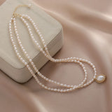 French Elegance 2 Layers Choker Real Pearl Freshwater Necklace for Women