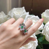 French Elegance Vintage Micro-set Zirconia Camellia Ring