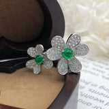 French Elegance Vintage Micro-set Zirconia Camellia Ring
