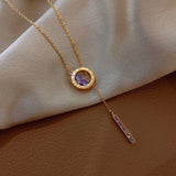 French Roman Numeral Zircon Pendant Necklace