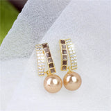 French Brown Stripe Pearl Earrings Advanced Small Jewelry