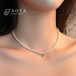 French Temperament Small Rice Beads String Pearl Chokers