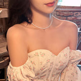 French Temperament Small Rice Beads String Pearl Chokers