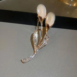 French Temperament Tulip Flower Brooch CZ Pendant Jewelry Gift