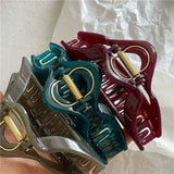French Triangle Hollow Plastic Hair Claw Jelly Texture Hair Accessories