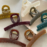 French Triangle Hollow Plastic Hair Claw Jelly Texture Hair Accessories