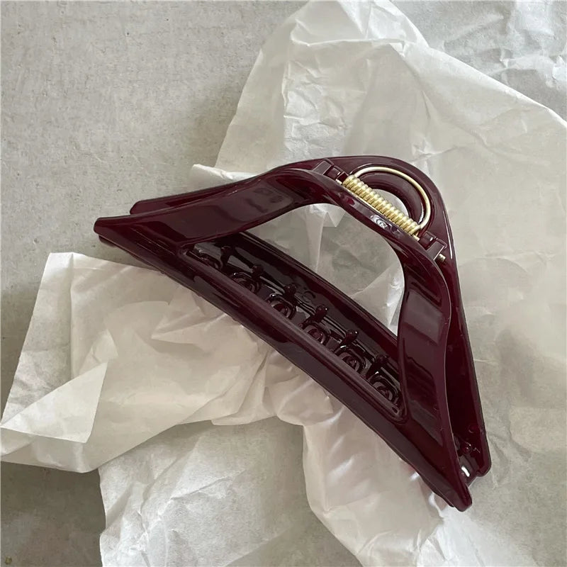 French Triangle Hollow Plastic Hair Claw Jelly Texture Hair Accessories