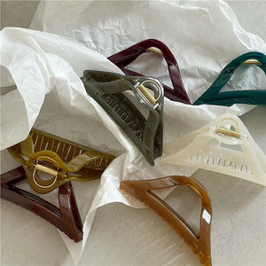 French Triangle Hollow Plastic Hair Claw Jelly Texture Hair Accessories