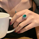 French Emerald Green Open Ring High Sense Ladies Jewelry Accessories