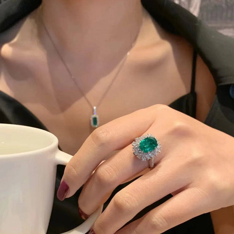 French Emerald Green Open Ring High Sense Ladies Jewelry Accessories