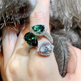 French Emerald Green Open Ring High Sense Ladies Jewelry Accessories