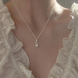 French Droplet Necklace 925 Sterling Silver Zircon