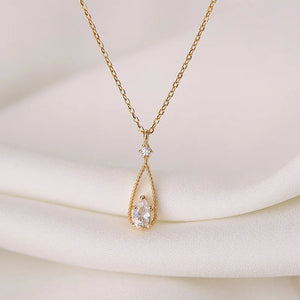 French Droplet Necklace 925 Sterling Silver Zircon