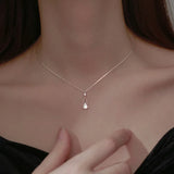 French Droplet Necklace 925 Sterling Silver Zircon