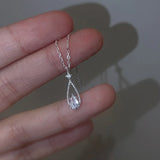 French Droplet Necklace 925 Sterling Silver Zircon