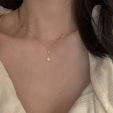French Droplet Necklace 925 Sterling Silver Zircon