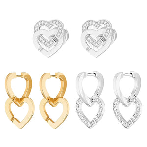 French Double Heart Women's Earrings Dinh Van Jewelry