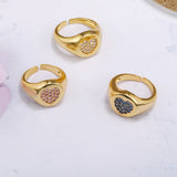 French Love Heart Open Rings Pink Zircon Bridal Wedding Ring