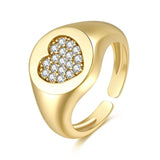 French Love Heart Open Rings Pink Zircon Bridal Wedding Ring