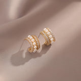 French Court Style High Pearl Earrings Gift Banquet Wedding