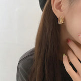 French Minimalist Multi Layer Twisted CC Hoop Earrings 14k Plated