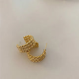 French Minimalist Multi Layer Twisted CC Hoop Earrings 14k Plated
