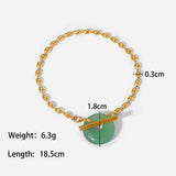 French Retro Oval Bead Chain Round Natural Stone Bracelet