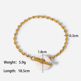 French Retro Oval Bead Chain Round Natural Stone Bracelet