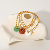 French Retro Oval Bead Chain Round Natural Stone Bracelet