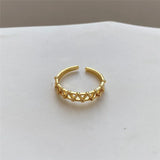 French Geometric Zircon Ring 925 Sterling Silver Adjustable for Women
