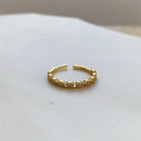 French Geometric Zircon Ring 925 Sterling Silver Adjustable for Women