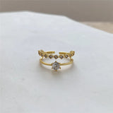 French Geometric Zircon Ring 925 Sterling Silver Adjustable for Women