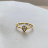 French Geometric Zircon Ring 925 Sterling Silver Adjustable for Women