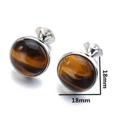 French Formal Business Cufflinks Men's Round Tiger Eye Stone Shirt Buttons