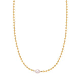 French Freshwater Pearl Bead Chain Necklace Stainless Steel 18k Plated