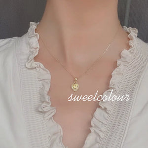 French Retro Clavicle Chain S925 Silver Gold-plated Necklace Female