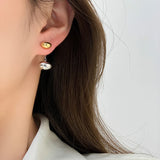 French Geometric Oval Metal Stud Earrings for Women Girls