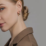 French Geometric Oval Metal Stud Earrings for Women Girls