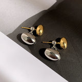 French Geometric Oval Metal Stud Earrings for Women Girls