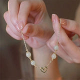French Girl Heart Hetian Jade Bracelet Love Sweet Niche Gift