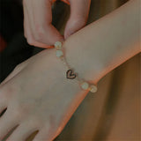 French Girl Heart Hetian Jade Bracelet Love Sweet Niche Gift